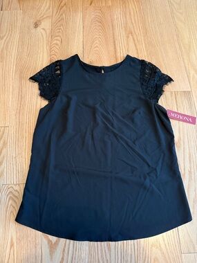 Merona Black Lace Sleeve Women's Top Size Small